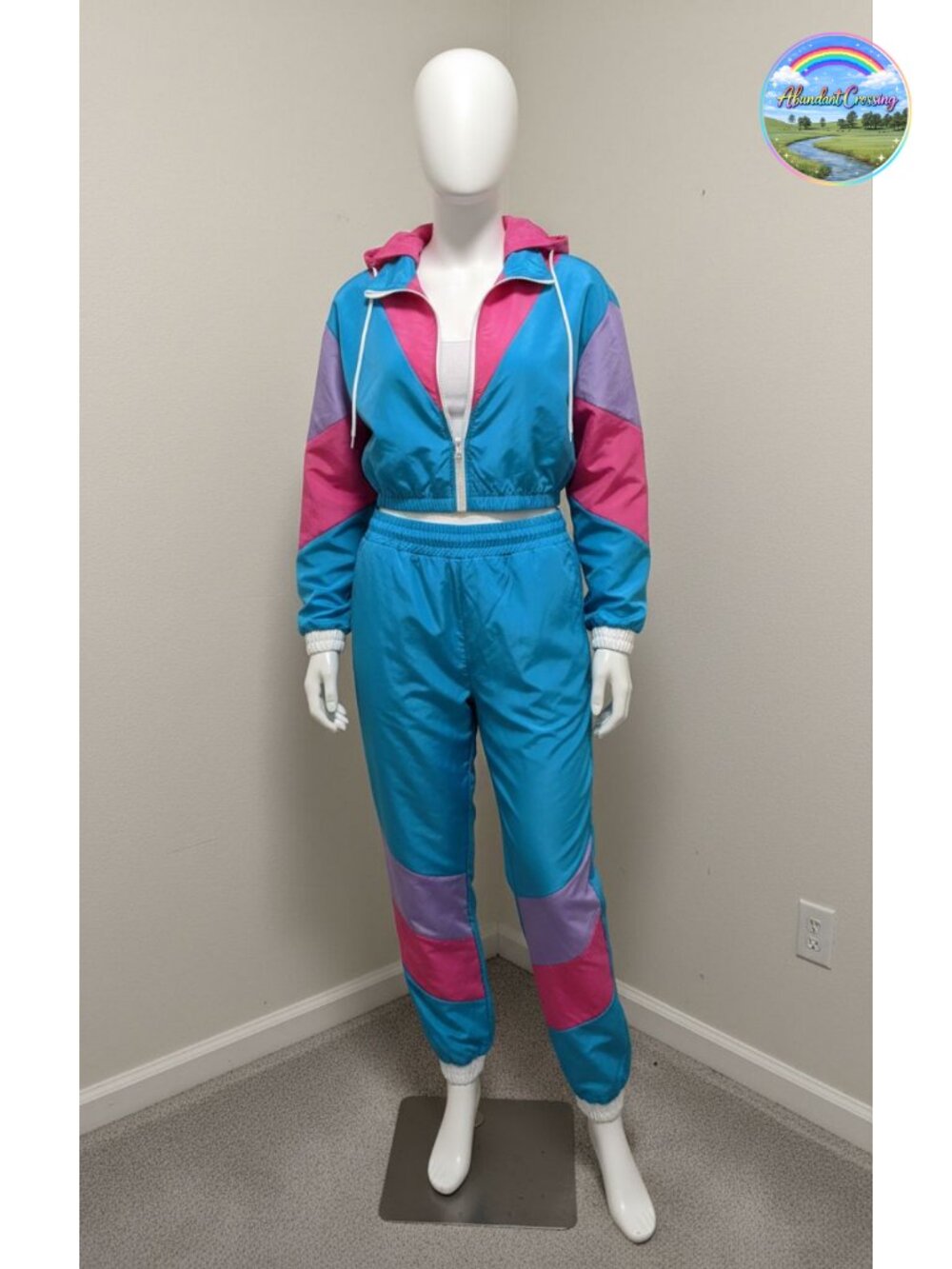 Womens 2 Piece Tracksuit Set Zip Crop Top Windbreaker Outfit